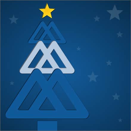 Mountain Credit Union icons in the shape of a Christmas tree.