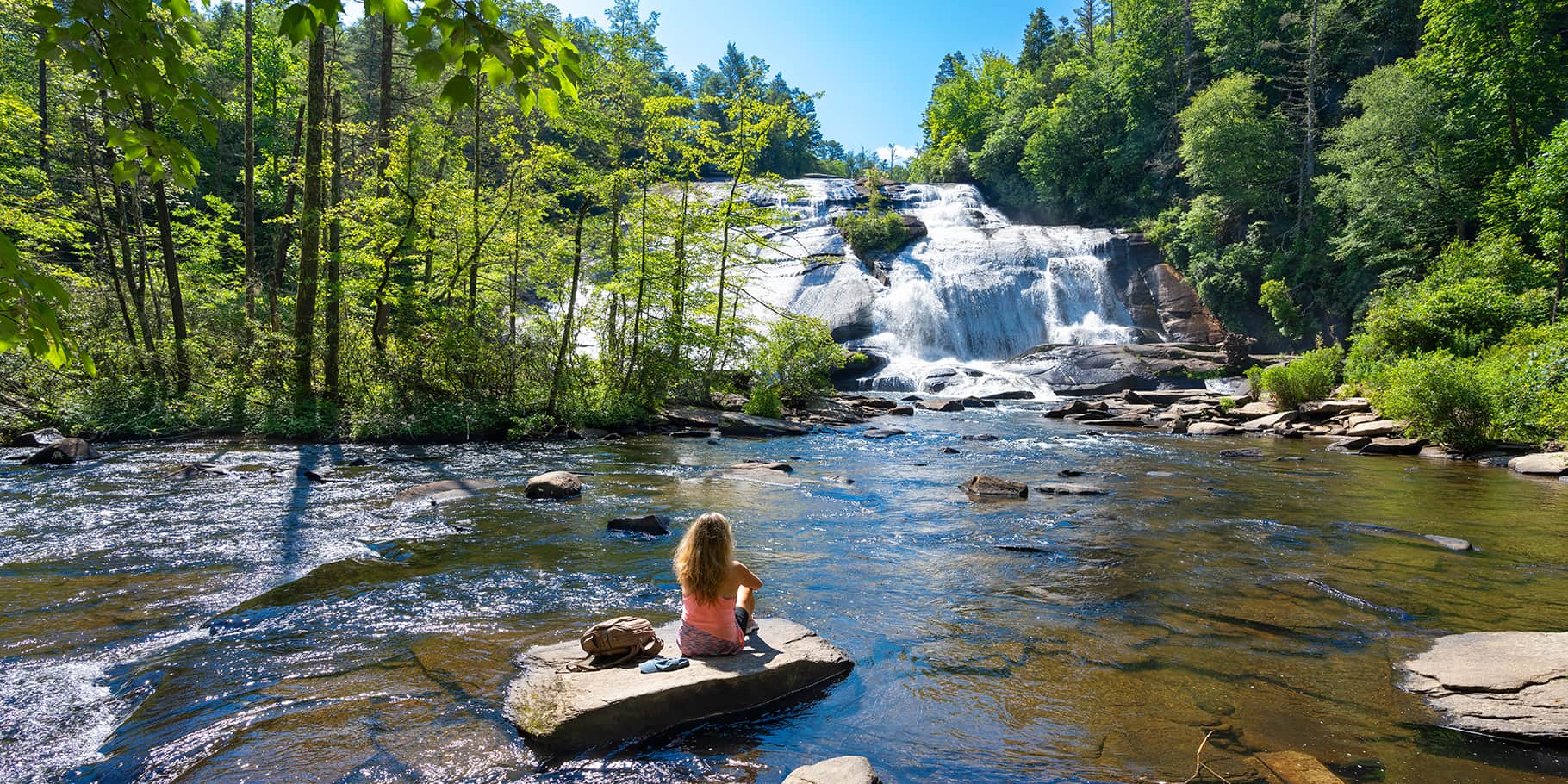 View of the waterfall in Dupont National Forest, NC.
